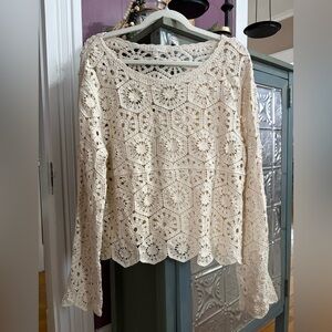 NWT- Adiva Crochet Lace Top in Cream